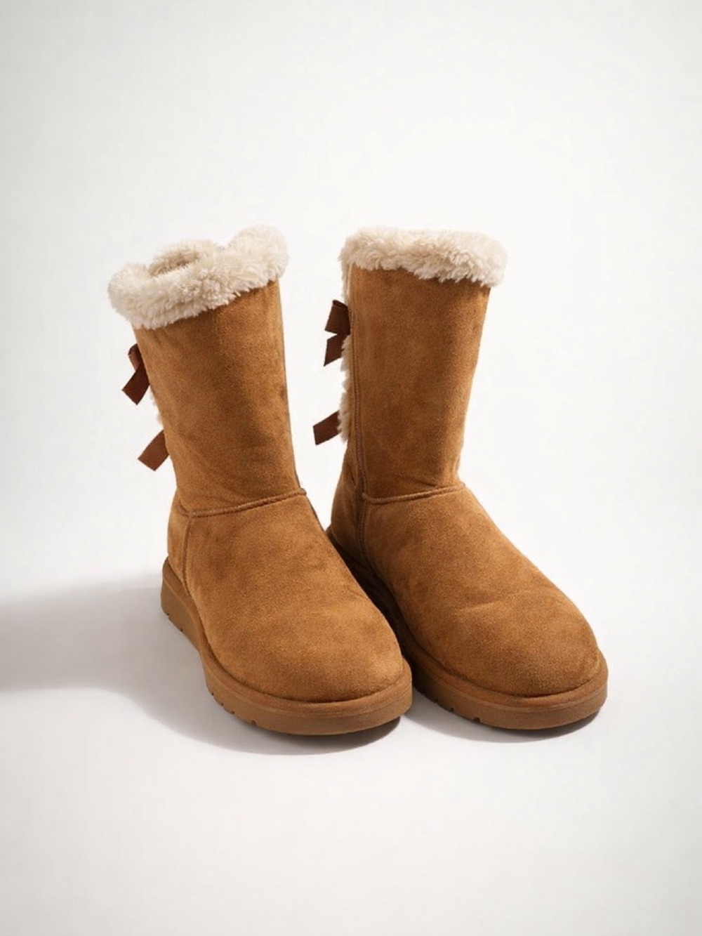 Hot Tomato Chestnut Faux Suede Shearling Mid-Calf Boots